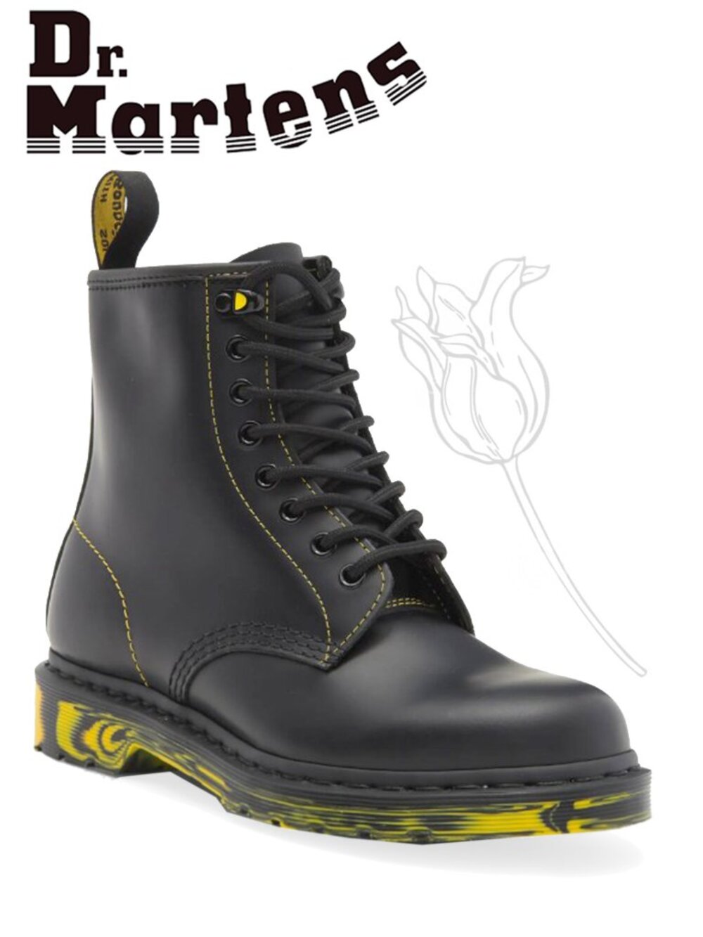 Dr. Martens 1460 Marbled Sole Smooth Leather Lace Up Boots